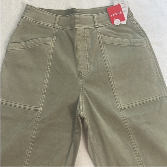 SPANX Medium Tall Pants Stretch Twill Straight Leg Pant in Olive Oil green NWT - Picture 6 of 11